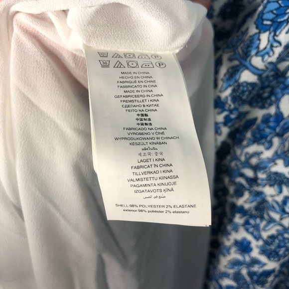 MICHAEL Michael Kors Cold Ruffle Shoulder Blue Floral China Print Ditsy Dress - Picture 9 of 9